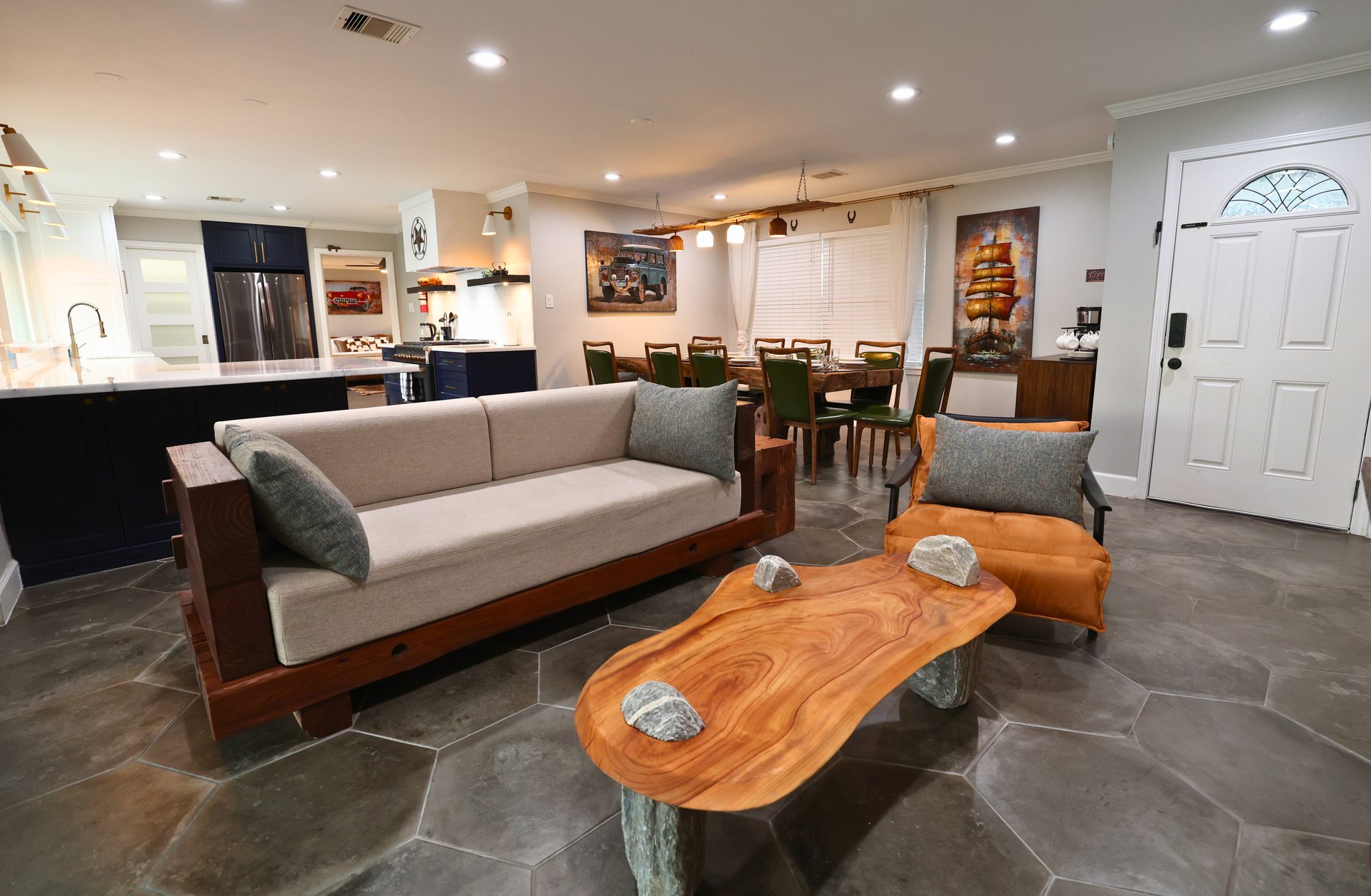 Open-concept living and dining